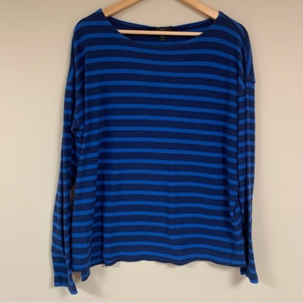 J. Crew Preppy Striped Women’s Large Nautical Long Sleeve Blouse Tee Shirt Top